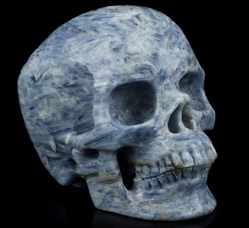Gemstone 5.1" Kyanite Hand Carved Crystal Skull, Super Realistic, Crystal Healing