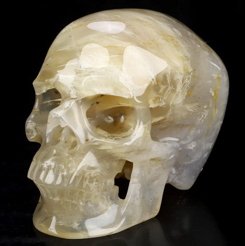 5.0" Green Moss Agate Hand Carved Crystal Skull, Super Realistic, Crystal Healing