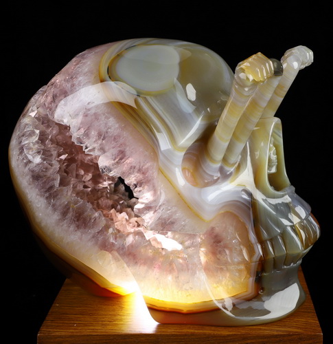 Aug 11, 2026 ACSAD (A Crystal Skull a Day) - Skull Within a Skull - 7.0" Carved Premium Brazilian Agate Amethyst Druse Creative Crystal Skull Fine Art Sculpture, Crystal Healing