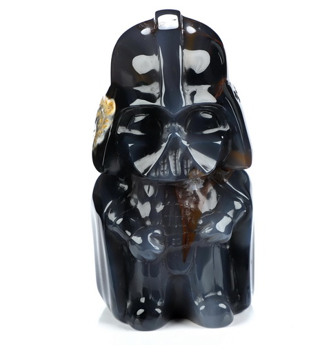 Darth Vader - 4.2" Premium Brazilian Agate Hand Carved Crystal Skull Fine Art Sculpture