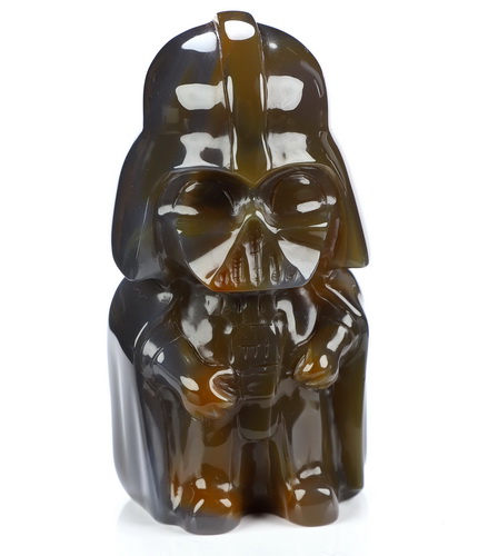 Darth Vader, 4.2" Premium Brazilian Agate Hand Carved Crystal Fine Art Sculpture, Crystal Healing