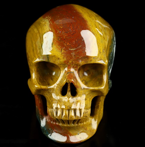 5.0" Indian Agate Hand Carved Crystal Skull, Super Realistic, Crystal Healing