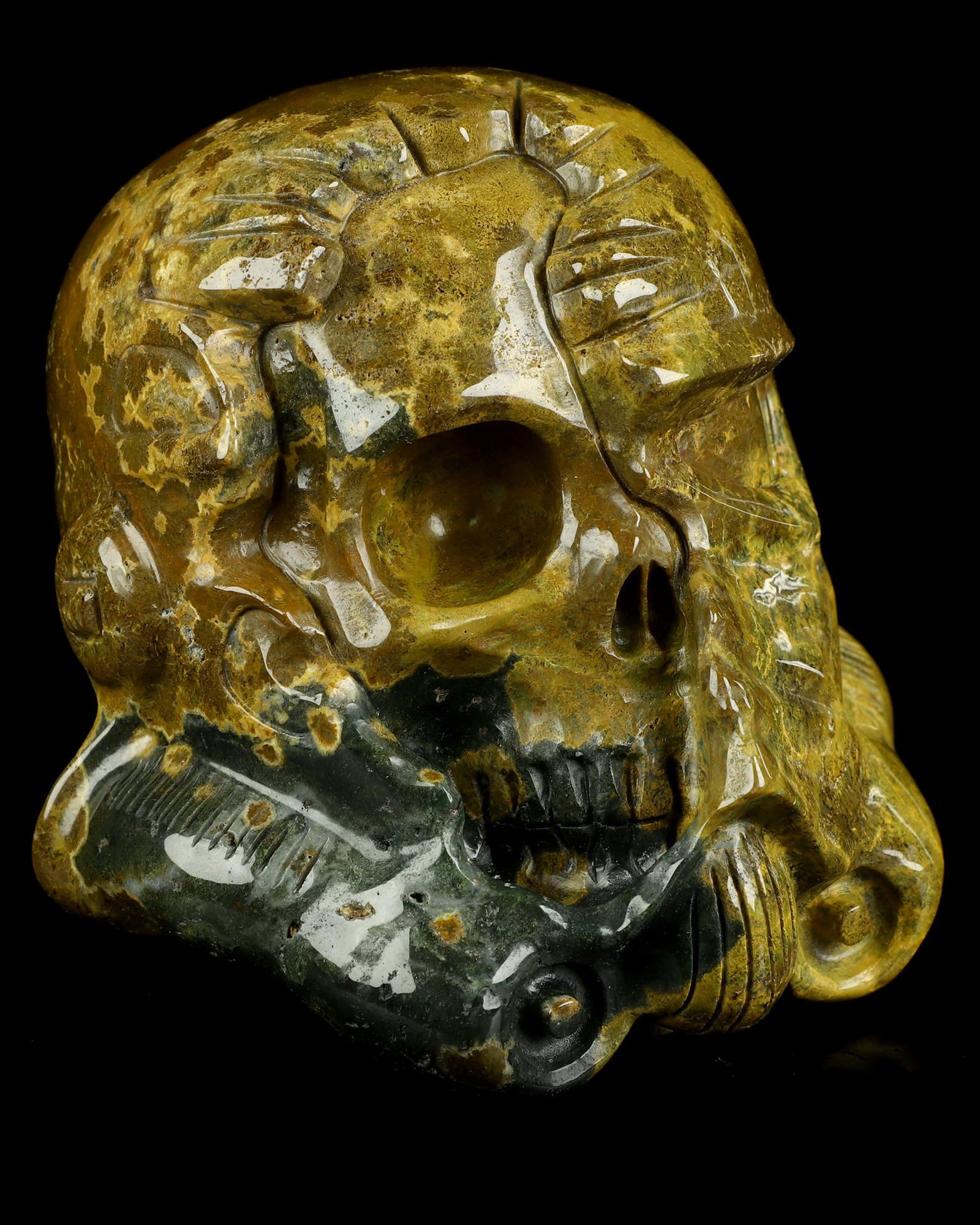 Storm Troopers -  5.0" Ocean Jasper Hand Carved Crystal Skull Fine Art Sculpture, Crystal Healing