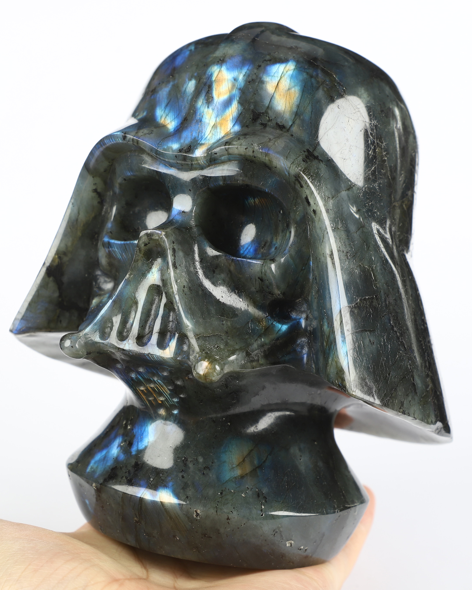 5.9" Labradorite Hand Carved Crystal Skull Fine Art Sculpture, Crystal Healing