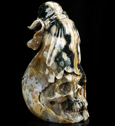 June 27, 2026 ACSAD (A Crystal Skull a Day) - The Tidal Shroud - Carved 5.3" Ocean Jasper Crystal Skull Fine Art Sculpture, Crystal Healing