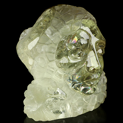 As It Is - Gemstone 3.5" Citrine Hand Carved Eagle and Crystal Skull Fine Art Sculpture, Crystal Healing