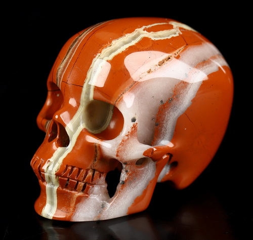 2.0" Red Jasper Hand Carved Crystal Skull, Super Realistic, Crystal Healing