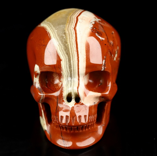 2.0" Red Jasper Hand Carved Crystal Skull, Super Realistic, Crystal Healing