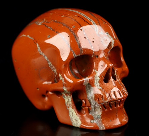 2.0" Red Jasper Hand Carved Crystal Skull, Super Realistic, Crystal Healing