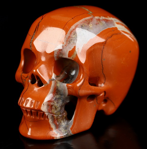 2.0" Red Jasper Hand Carved Crystal Skull, Super Realistic, Crystal Healing