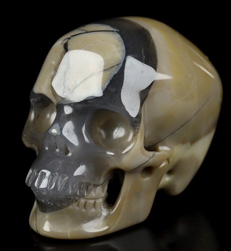 2.0" Volcano Agate Hand Carved Crystal Skull, Super Realistic, Crystal Healing