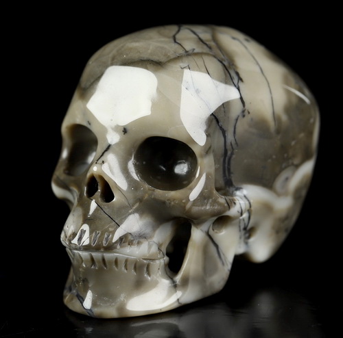 2.0" Volcano Agate Hand Carved Crystal Skull, Super Realistic, Crystal Healing