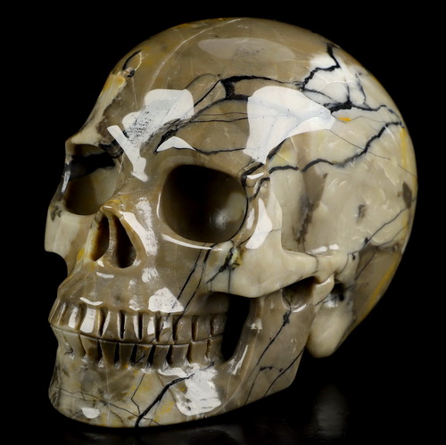 5.0" Volcano Agate Hand Carved Crystal Skull, Realistic, Crystal Healing