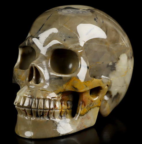 5.0" Volcano Agate Hand Carved Crystal Skull, Realistic, Crystal Healing