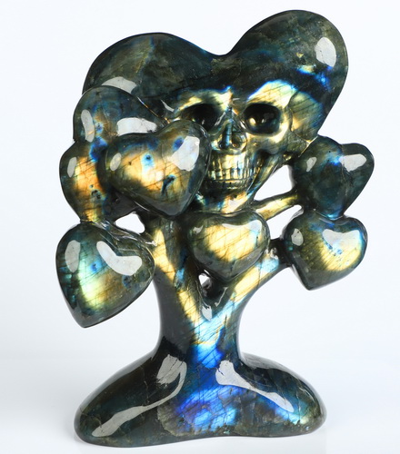 Aug 21, 2026 ACSAD (A Crystal Skull a Day) - Les Fleurs du Mal - 5.4" Labradorite Hand Carved Heart-Shaped Crystal Skull Fine Art Sculpture, Crystal Healing