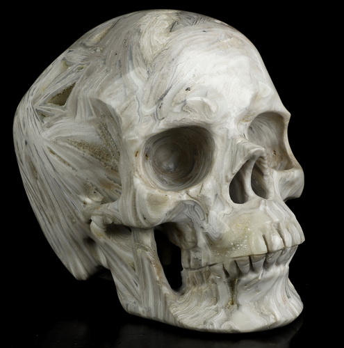 5.0" Lattice Agate Hand Carved Crystal Skull, Super Realistic, Crystal Healing