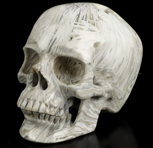 5.0" Lattice Agate Hand Carved Crystal Skull, Super Realistic, Crystal Healing