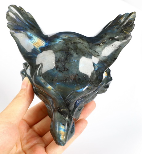 5.2" Labradorite Hand Carved Crystal Fox Fine Art Sculpture, Crystal Healing
