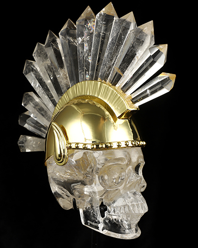 7.1" Quartz Rock Crystal Hand Carved Punk Crystal Skull Sculpture, Crystal Healing