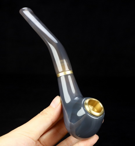 6.9" Agate Hand Carved Crystal Pipe Fine Art Sculpture, Crystal Healing