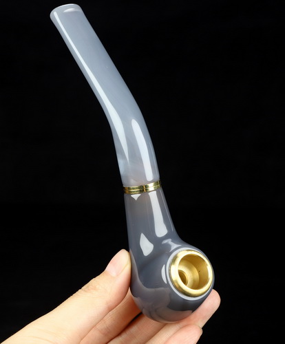 6.9" Agate Hand Carved Crystal Pipe Fine Art Sculpture, Crystal Healing