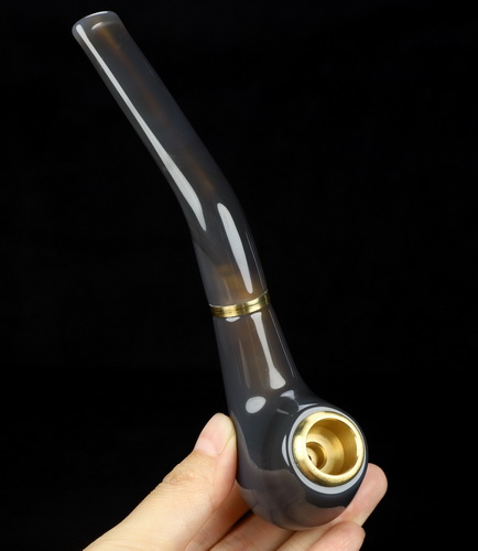 6.9" Agate Hand Carved Crystal Pipe Fine Art Sculpture, Crystal Healing