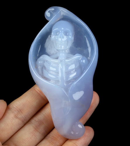 3.5" Blue Chalcedony Hand Carved Crystal Skull