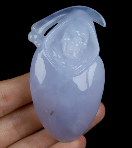 2.9" Blue Chalcedony Hand Carved Death Crystal Skull