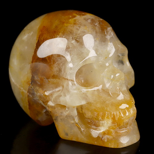 2.0" Golden Healer Quartz Hand Carved Crystal Skull, Realistic, Crystal Healing