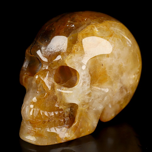 2.0" Golden Healer Quartz Hand Carved Crystal Skull, Realistic, Crystal Healing