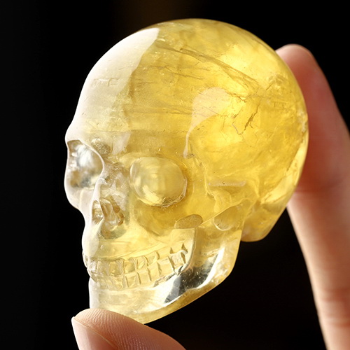 2.0" Orange Fluorite Hand Carved Crystal Skull, Realistic, Crystal Healing