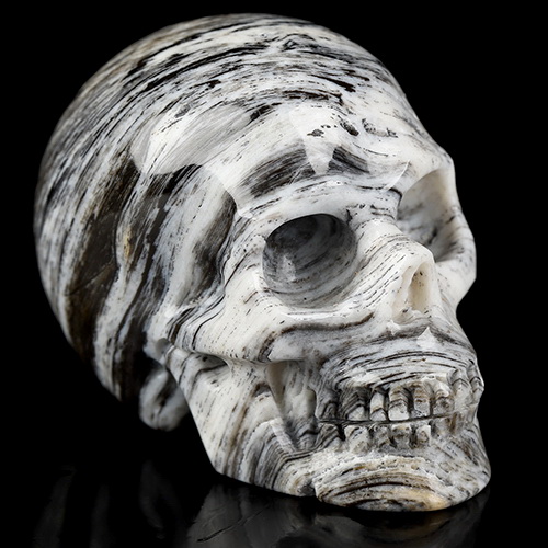 2.0" Sagenitic Japser Hand Carved Crystal Skull, Realistic, Crystal Healing