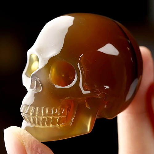 2.0" Agate Hand Carved Crystal Skull, Realistic, Crystal Healing