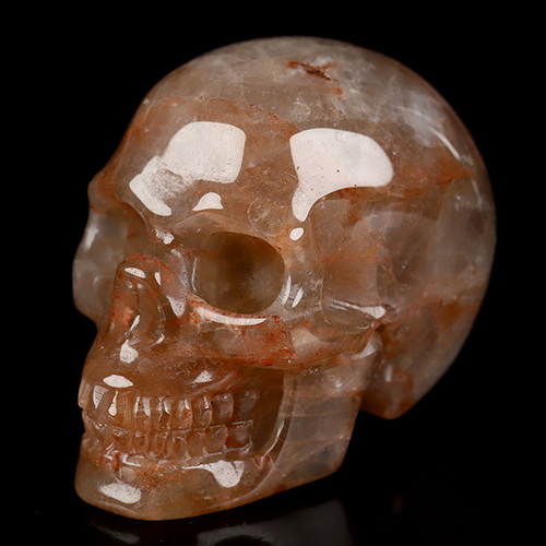 2.0" Fire Quartz Hand Carved Crystal Skull, Realistic, Crystal Healing