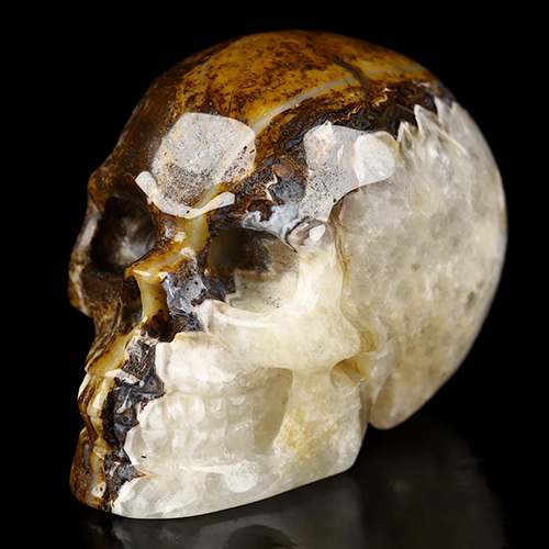 2.0" Tree Leaves Agate Hand Carved Crystal Skull, Realistic, Crystal Healing
