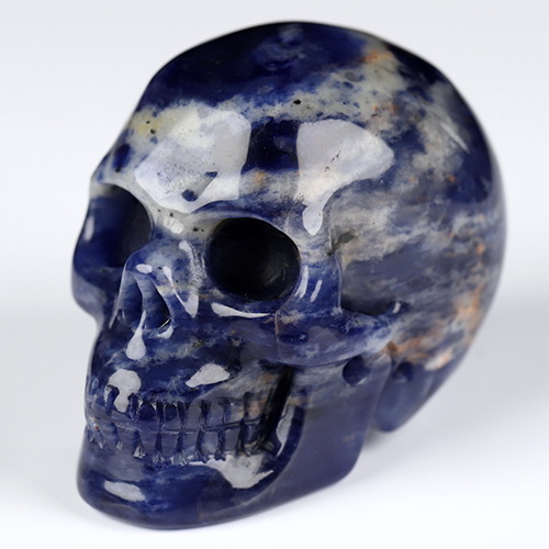 2.0" Sodalite Hand Carved Crystal Skull, Realistic, Crystal Healing