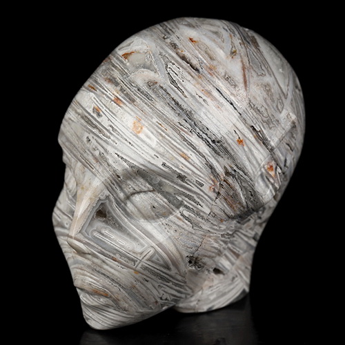 1.9" Lattice Agate Hand Carved Fairy Elf Alien Crystal Skull Companion Sculpture, Crystal Healing