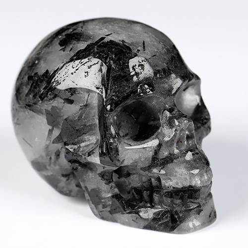 2.0" Black Tourmaline Hand Carved Crystal Skull, Realistic, Crystal Healing