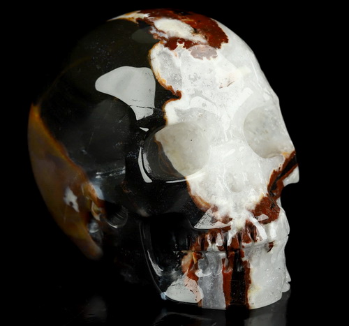 3.5" Black Zebra Agate Hand Carved Crystal Skull, Realistic, Crystal Healing