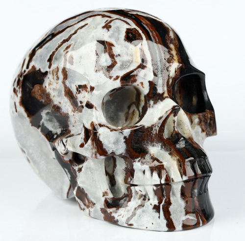 3.5" Black Zebra Agate Hand Carved Crystal Skull, Realistic, Crystal Healing
