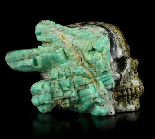 Gemstone 3.5" Emerald Hand Carved Crystal Skull Fine Art Sculpture, Crystal Healing