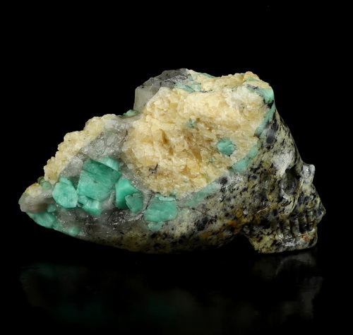 Gemstone 2.0" Emerald Hand Carved Crystal Skull Fine Art Sculpture, Crystal Healing