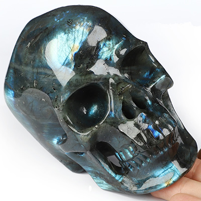 5.0" Labradorite Hand Carved Crystal Skull, Super Realistic, Crystal Healing