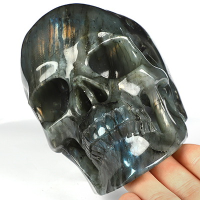 5.0" Labradorite Hand Carved Crystal Skull, Super Realistic, Crystal Healing
