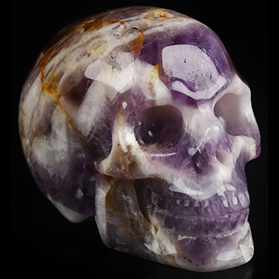 2.0" Dream Chevron Amethyst Hand Carved Crystal Skull, Realistic, Crystal Healing