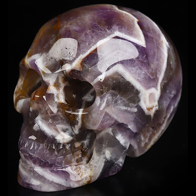 2.0" Dream Chevron Amethyst Hand Carved Crystal Skull, Realistic, Crystal Healing
