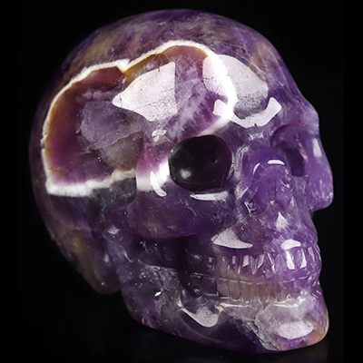 2.0" Dream Chevron Amethyst Hand Carved Crystal Skull, Realistic, Crystal Healing
