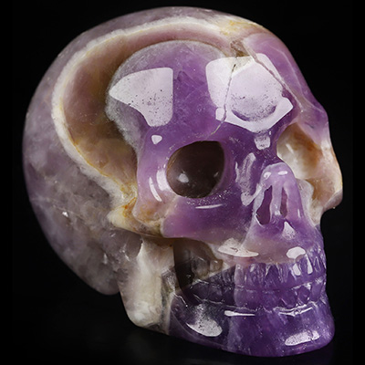 2.0" Dream Chevron Amethyst Hand Carved Crystal Skull, Realistic, Crystal Healing