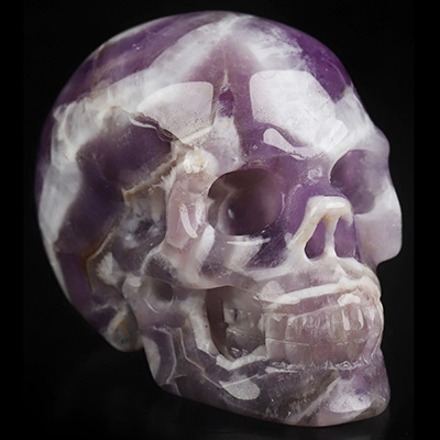 2.0" Dream Chevron Amethyst Hand Carved Crystal Skull, Realistic, Crystal Healing
