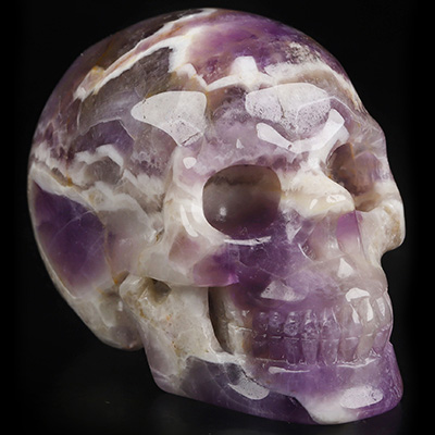2.0" Dream Chevron Amethyst Hand Carved Crystal Skull, Realistic, Crystal Healing